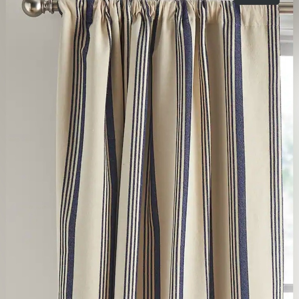 Tommy Hilfiger Neutral Stripe Curtain Panels in Cream, Brown & Blue - Picture 4 of 11